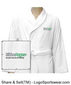 VideoPages (His/Hers) White Robe (1) Logo - Logo on Left Chest Area. Design Zoom